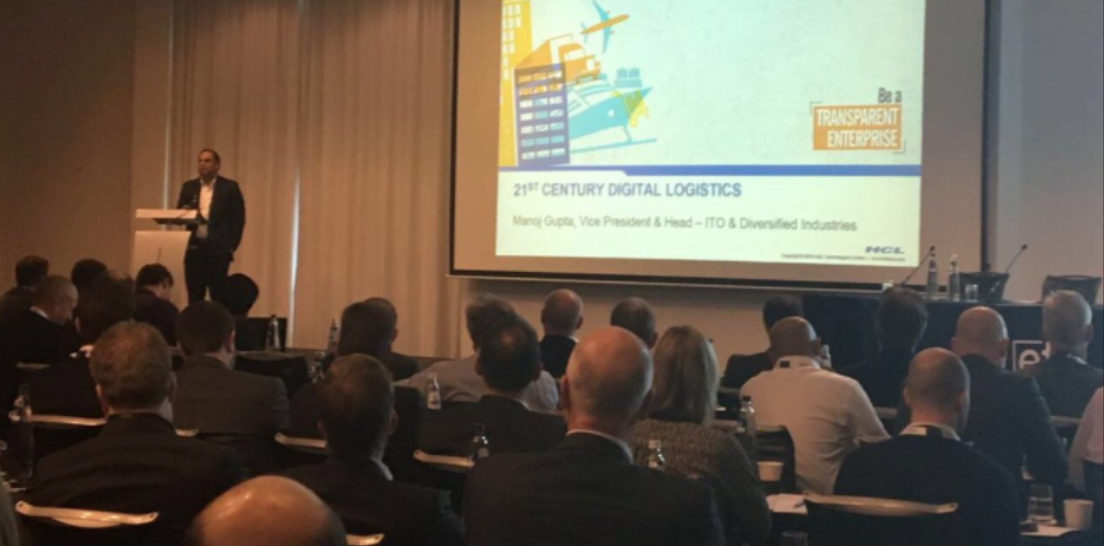 Manoj Gupta delivering the keynote speech at CIO Logistics forum, Europe at Amsterdam, Netherlands