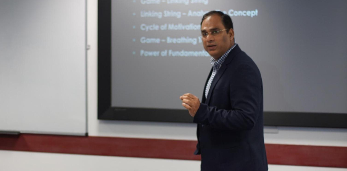 Manoj Gupta conducting a workshop at University of Surrey, United Kingdom